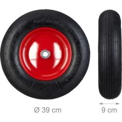 Relaxdays Roue De Brouette Caoutchouc 200 Kg, Roue De Rechange Sans Axe, Caoutchouc Essieu 4.80 4.00-8, Noir-rouge -chariot de jardin Soldes 2022 10368019 5