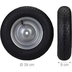 Relaxdays Roue De Brouette Caoutchouc 200 Kg, Roue De Rechange, Caoutchouc Essieu 4.80 4.00-8, Noir -chariot de jardin Soldes 2022 12601448 5