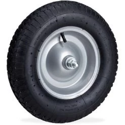 Relaxdays Roue De Brouette Caoutchouc 200 Kg, Roue De Rechange Axe, Jante Essieu 4.80 4.00-8, Noir
