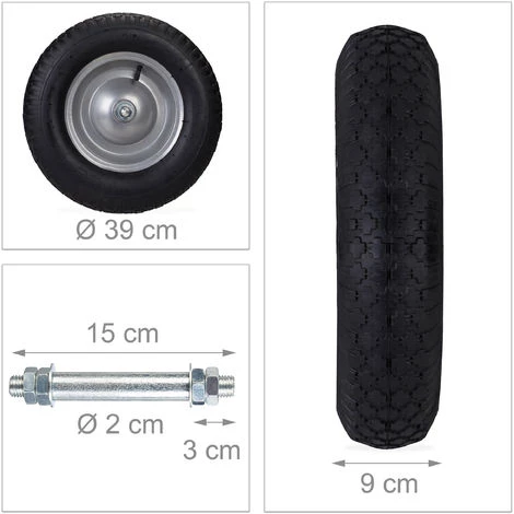 Relaxdays Roue De Brouette Caoutchouc 200 Kg, Roue De Rechange Axe, Jante Essieu 4.80 4.00-8, Noir 4 Relaxdays Roue De Brouette Caoutchouc 200 Kg, Roue De Rechange Axe, Jante Essieu 4.80 4.00-8, Noir – Image 4