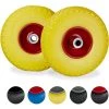 Relaxdays Roue De Diable, 2x Roue De Brouette Caoutchouc, Pour Axe De 20 Mm, 3.00-4", 260 X 85 Mm, Jaune-rouge