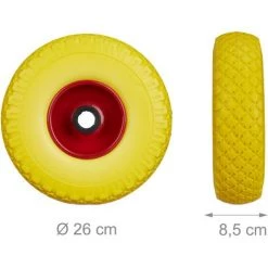 Relaxdays Roue De Brouette, Caoutchouc, 3.00-4", 2x Roue De Rechange, Pour Axe De 25 Mm, 260x85 Mm, Jaune-rouge -chariot de jardin Soldes 2022 12723945 4