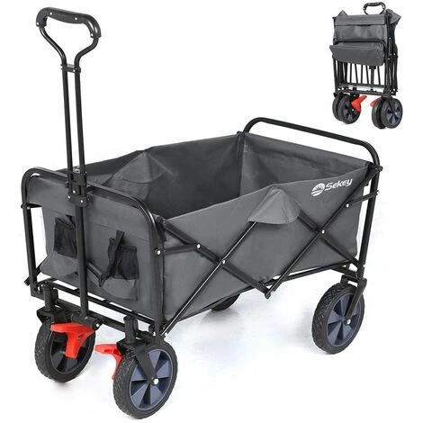 SEKEY Chariot De Jardin Pliable Avec Freins Et à Main Pliant Avec Chargeur Jusqu'à 80 KG, Gris 1 SEKEY Chariot De Jardin Pliable Avec Freins Et à Main Pliant Avec Chargeur Jusqu'à 80 KG, Gris