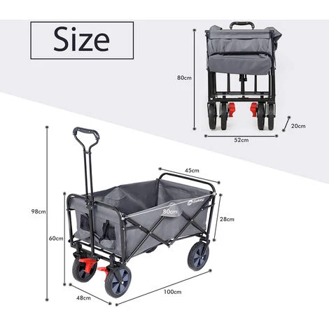 SEKEY Chariot De Jardin Pliable Avec Freins Et à Main Pliant Avec Chargeur Jusqu'à 80 KG, Gris 3 SEKEY Chariot De Jardin Pliable Avec Freins Et à Main Pliant Avec Chargeur Jusqu'à 80 KG, Gris – Image 3