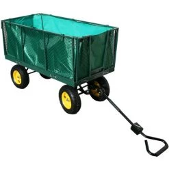 Varan Motors - TC1840 Chariot De Jardin XXL, Remorque à Main, Avec Bâche, Cotés Amovibles, Max 600Kg - Vert -chariot de jardin Soldes 2022 138805 3