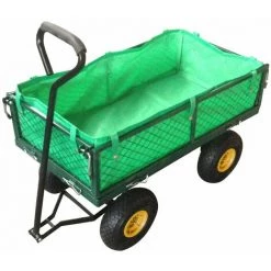 Varan Motors - TC1840A-2 Chariot De Jardin, Remorque à Main, Avec Bâche, Cotés Amovibles, Max 200Kg - Vert