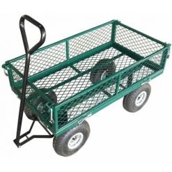 Varan Motors - TC1840A-2 Chariot De Jardin, Remorque à Main, Avec Bâche, Cotés Amovibles, Max 200Kg - Vert -chariot de jardin Soldes 2022 1506116 4