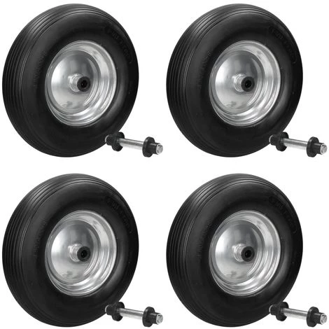 ECD GERMANY 4x 15" Roue Brouette PU Caoutchouc Plein Increvable 4.80 4.00-8 Ø 390mm Avec Axe 1 ECD GERMANY 4x 15" Roue Brouette PU Caoutchouc Plein Increvable 4.80 4.00-8 Ø 390mm Avec Axe