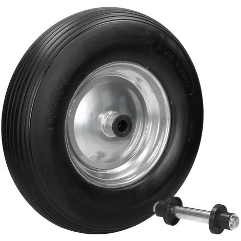 ECD GERMANY 4x 15" Roue Brouette PU Caoutchouc Plein Increvable 4.80 4.00-8 Ø 390mm Avec Axe 2 ECD GERMANY 4x 15" Roue Brouette PU Caoutchouc Plein Increvable 4.80 4.00-8 Ø 390mm Avec Axe – Image 2