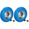 ECD GERMANY 2 X 15" Roue Brouette Gomme Plein PU Bleu 4.80 / 4.00-8 Ø 390 Mm Axe Inclus