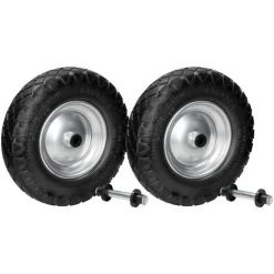ECD GERMANY 2x 15" Roue Brouette PU 4.80 4.00-8 Pleine En Gomme Solide Ø 390 Mm Avec Axe