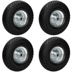 ECD GERMANY 4x 10" Roue De Brouette PU 3.00-4 Ø 260mm Caoutchouc Solide Roulement à Billes