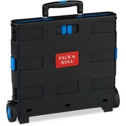 Relaxdays Chariot De Courses Pliable, Poignée, Roulettes En Caoutchouc, 35 Kg, Poussette De Marché, Aluminium, Bleue -chariot de jardin Soldes 2022 16739440 3