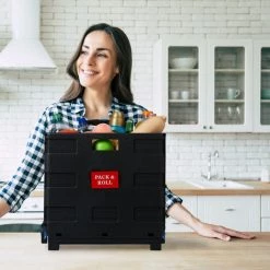 Relaxdays Chariot De Courses Pliable, Poignée, Roulettes En Caoutchouc, 35 Kg, Poussette De Marché, Aluminium, Bleue -chariot de jardin Soldes 2022 16739440 4