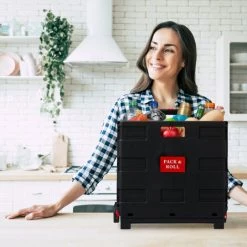 Relaxdays Chariot De Courses Pliable, Poignée, Roulettes En Caoutchouc, 35 Kg, Poussette De Marché, Aluminium, Rouge -chariot de jardin Soldes 2022 16739443 4