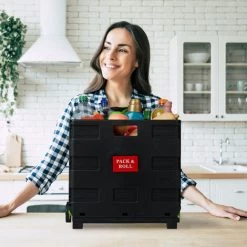 Relaxdays Chariot De Courses Pliable, Poignée, Roulettes En Caoutchouc, 35 Kg, Poussette De Marché, Aluminium, Verte -chariot de jardin Soldes 2022 16739446 4