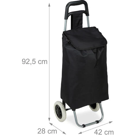 Relaxdays Chariot De Courses Pliable; Sac Amovible 28 L,caddie Pour Achats Roulettes HlP 92,5x 42 X 28 Cm,noir 4 Relaxdays Chariot De Courses Pliable; Sac Amovible 28 L,caddie Pour Achats Roulettes HlP 92,5x 42 X 28 Cm,noir – Image 4