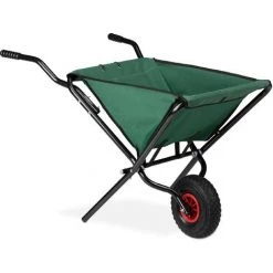 Relaxdays Brouette Pliable, Chariot Pliable Pour Le Jardin, Peu Encombrant, Roues, 50L, HlP 67 X 63,5 X 112 Cm,vert
