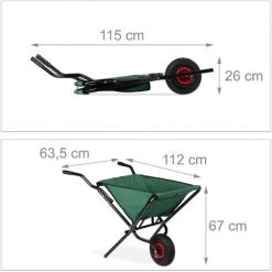 Relaxdays Brouette Pliable, Chariot Pliable Pour Le Jardin, Peu Encombrant, Roues, 50L, HlP 67 X 63,5 X 112 Cm,vert -chariot de jardin Soldes 2022 18408149 4