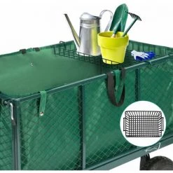 DEUBA Remorque De Transport 4 Roues Chariot Avec Bâche Amovible Et Panier Métallique Charge Max. 550 Kg -chariot de jardin Soldes 2022 18474756 4