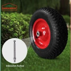 GARDEBRUK Roue De Brouette Avec Axe Roue De Rechange Ø 390mm Largeur 95mm Chariot De Jardin Charrette Pneus Gonflables -chariot de jardin Soldes 2022 18475378 3