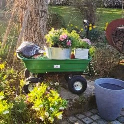GARDEBRUK Chariot De Jardin à Main 75L Vert Avec Benne Basculante Remorque 4 Pneus Max 300 Kg Jardinage -chariot de jardin Soldes 2022 18476714 3