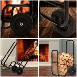 GARDEBRUK Chariot à Bois Charge Maximale 80kg Pneus En Caoutchouc Diable Pour Bois Transport Bois Chauffage -chariot de jardin Soldes 2022 18477518 3