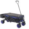 Chariot Pliable HHG-425, Charette à Bras, Pneus Tout Terrain ~ Avec Recouvrement Noir/bleu