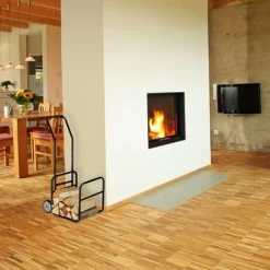 Relaxdays Chariot à Bois, 2 En 1, Panier à Bûches Avec Roues, En Acier, Jusqu’à 45 Kg, Transport & Rangement, Noir -chariot de jardin Soldes 2022 23390416 3