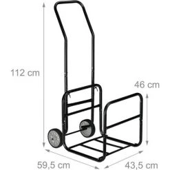 Relaxdays Chariot à Bois, 2 En 1, Panier à Bûches Avec Roues, En Acier, Jusqu’à 45 Kg, Transport & Rangement, Noir -chariot de jardin Soldes 2022 23390416 5