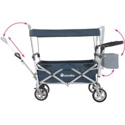 TECTAKE Chariot De Jardin à Main Pliable Nico Avec Sac De Transport Capacité De Charge 80kg - Remorque à Main Pliable, Chariot De Transport Pliable, Chariot De Jardin 4 Roues - Bleu -chariot de jardin Soldes 2022 23422752 3