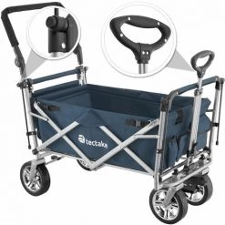 TECTAKE Chariot De Jardin à Main Pliable Nico Avec Sac De Transport Capacité De Charge 80kg - Remorque à Main Pliable, Chariot De Transport Pliable, Chariot De Jardin 4 Roues - Bleu -chariot de jardin Soldes 2022 23422752 5