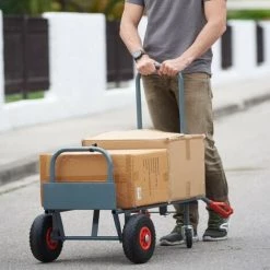 RIBIMEX Chariot Diable 2 Positions, Bavette Fixe Et Rabattable, 4 Roues, 250 Kgs -chariot de jardin Soldes 2022 24120366 4