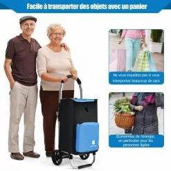 COSTWAY 53L Chariot De Courses Pliable, Avec 2 Roues Et Grand Sac De Courses Détachable En Oxford -chariot de jardin Soldes 2022 24174420 4