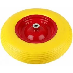 JEOBEST®Roue De Brouette - Anti-crevaison | 4,00-8 | Axe Compris | Roue De Secours Increvable Ø 39 Cm En Caoutchouc Plein - Jaune