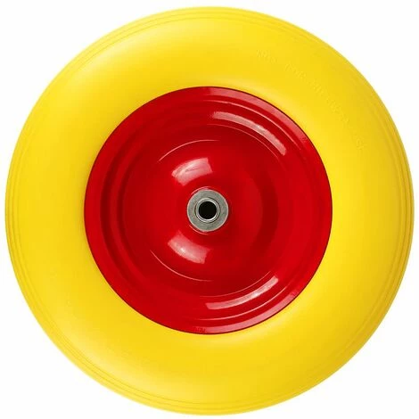 JEOBEST®Roue De Brouette - Anti-crevaison | 4,00-8 | Axe Compris | Roue De Secours Increvable Ø 39 Cm En Caoutchouc Plein - Jaune 2 JEOBEST®Roue De Brouette - Anti-crevaison | 4,00-8 | Axe Compris | Roue De Secours Increvable Ø 39 Cm En Caoutchouc Plein - Jaune – Image 2