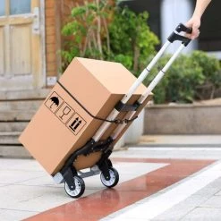 BETTER MAISON Chariot De Transport Pliable En Aluminium Poignée Télescopique Charge De 75kg - Argent -chariot de jardin Soldes 2022 25848972 4