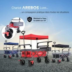 AREBOS Chariot De Transport Pliable Avec Toit | Chariot De Luxe | Chariot De Transport | Pliable | Chariot à Outils | Systèmes De Ceinture à 3 Points | Sac XXL | Capacité De Charge De 100 Kg | Rouge - Rouge -chariot de jardin Soldes 2022 26508402 5