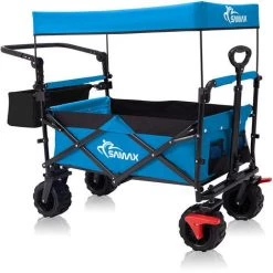 SAMAX Chariot De Jardin Avec Toit Pliante Offroad - Bleu