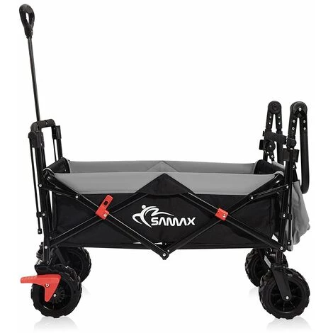 SAMAX Chariot De Jardin Avec Toit Pliante Offroad - Noir / Gris 4 SAMAX Chariot De Jardin Avec Toit Pliante Offroad - Noir / Gris – Image 4