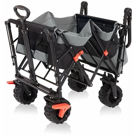SAMAX Chariot De Jardin Avec Toit Pliante Offroad - Noir / Gris 5 SAMAX Chariot De Jardin Avec Toit Pliante Offroad - Noir / Gris – Image 5