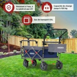 AREBOS Chariot De Jardin Pliable De Première Qualité Avec Toit Bleu - Bleu -chariot de jardin Soldes 2022 26925271 4
