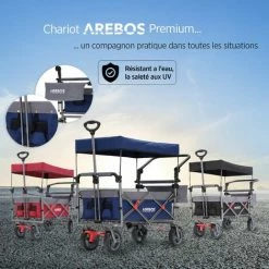 AREBOS Chariot De Jardin Pliable De Première Qualité Avec Toit Bleu - Bleu -chariot de jardin Soldes 2022 26925271 5