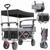 AREBOS Chariot De Jardin Pliable De Première Qualité Avec Toit Noir/Gris - Noir