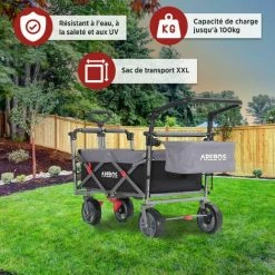 AREBOS Chariot De Jardin Pliable De Première Qualité Avec Toit Noir/Gris - Noir -chariot de jardin Soldes 2022 26925277 4