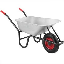 GARDEBRUK Brouette De Jardin 100L Max 250kg Chariot Transport Feuilles Bois Construction Chantier Zingué Roue Pneumatique