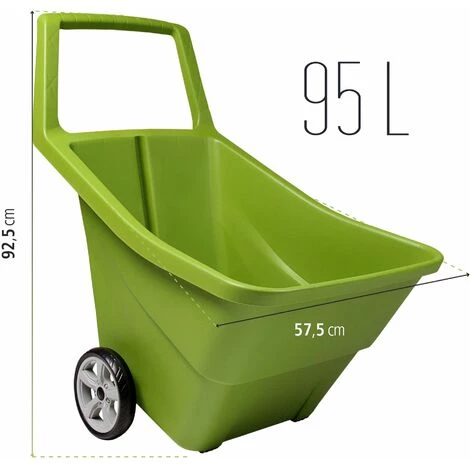 PROSPERPLAST Chariot De Jardin Sur Roues Capacité 95L Vert 79,9 X 59,3 X 72,4 Cm - Vert Olive 2 PROSPERPLAST Chariot De Jardin Sur Roues Capacité 95L Vert 79,9 X 59,3 X 72,4 Cm - Vert Olive – Image 2