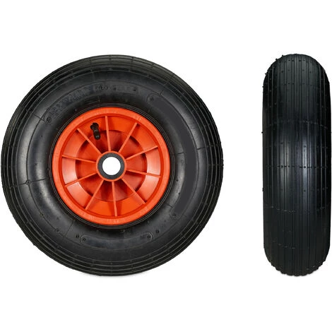 Relaxdays Roue De Brouette Caoutchouc 200 Kg, Roue De Rechange Axe, Caoutchouc Essieu 4.00-6, 3 Adaptateurs, Noir-rouge 2 Relaxdays Roue De Brouette Caoutchouc 200 Kg, Roue De Rechange Axe, Caoutchouc Essieu 4.00-6, 3 Adaptateurs, Noir-rouge – Image 2