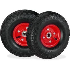 Relaxdays 2 Roues Pour Diable 4.1/3.5-4, De Rechange Avec Air, Axe De 136 Mm, Jusqu’à 136 Kg, Jantes Acier 260 X 85 Mm,