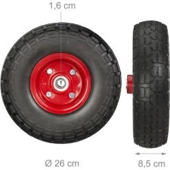 Relaxdays Roue De Diable Set De 2, Caoutchouc 260x85 Mm, Increvables, 16 Mm, 4.1/3.5-4 Essieu, Jusqu'à 150kg, Noir-rouge 9 Relaxdays Roue De Diable Set De 2, Caoutchouc 260x85 Mm, Increvables, 16 Mm, 4.1/3.5-4 Essieu, Jusqu'à 150kg, Noir-rouge -chariot de jardin Soldes 2022 31799300 5